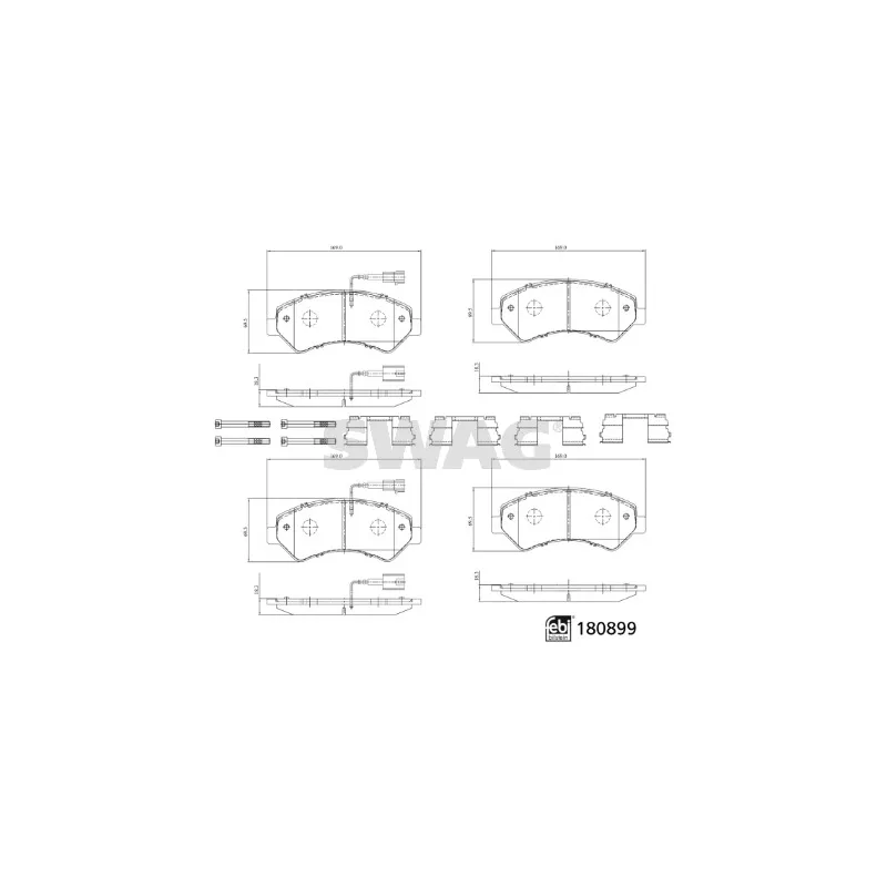 Jeu de 4 plaquettes de frein avant SWAG 33 10 7998