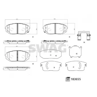 Jeu de 4 plaquettes de frein avant SWAG