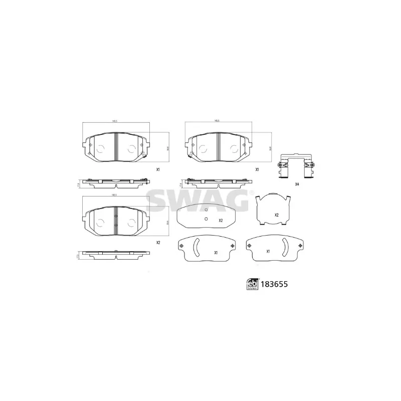 Jeu de 4 plaquettes de frein avant SWAG 33 10 9107
