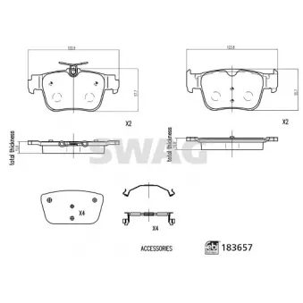 Jeu de 4 plaquettes de frein arrière SWAG