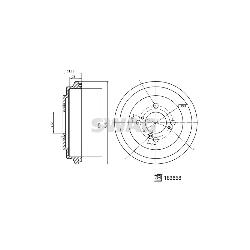 Tambour de frein SWAG 33 10 9230