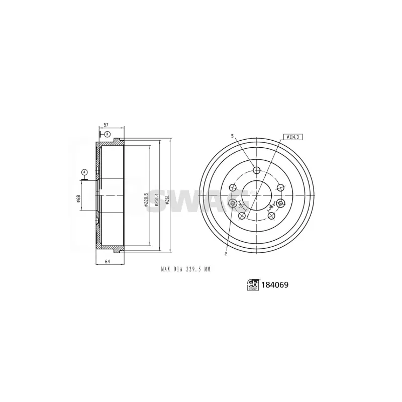 Tambour de frein SWAG 33 10 9269