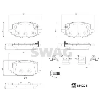 Jeu de 4 plaquettes de frein arrière SWAG