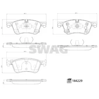 Jeu de 4 plaquettes de frein avant SWAG