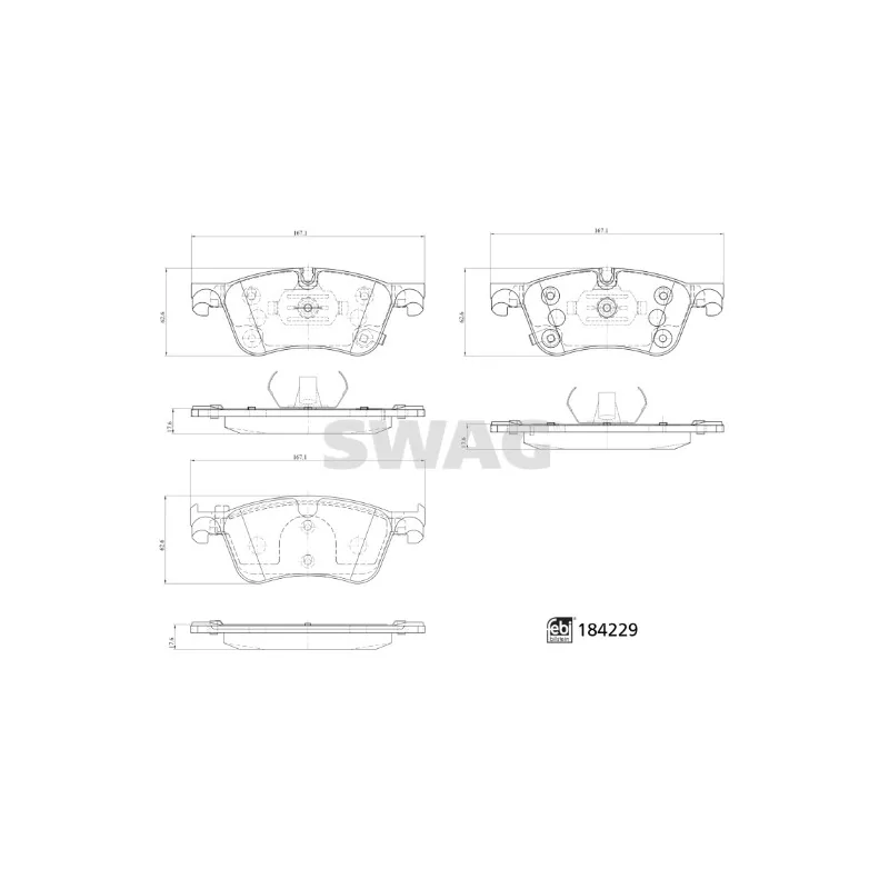 Jeu de 4 plaquettes de frein avant SWAG 33 10 9319