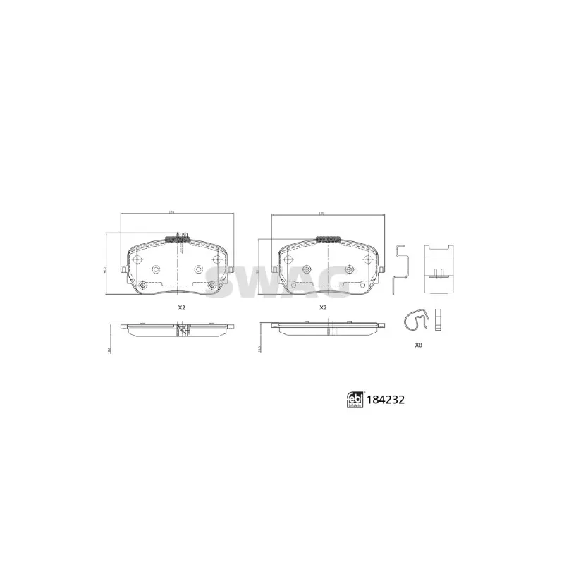 Jeu de 4 plaquettes de frein avant SWAG 33 10 9322