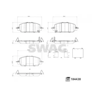 Jeu de 4 plaquettes de frein avant SWAG