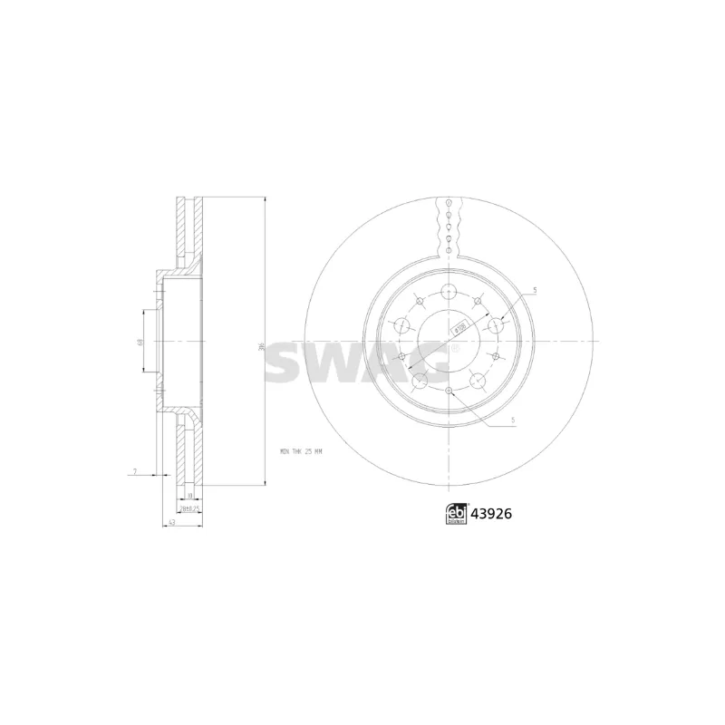 Jeu de 2 disques de frein avant SWAG 55 94 3926
