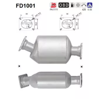 Filtre à particules / à suie, échappement AS FD1001