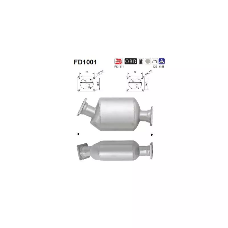 Filtre à particules / à suie, échappement AS FD1001
