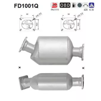 Filtre à particules / à suie, échappement AS FD1001Q