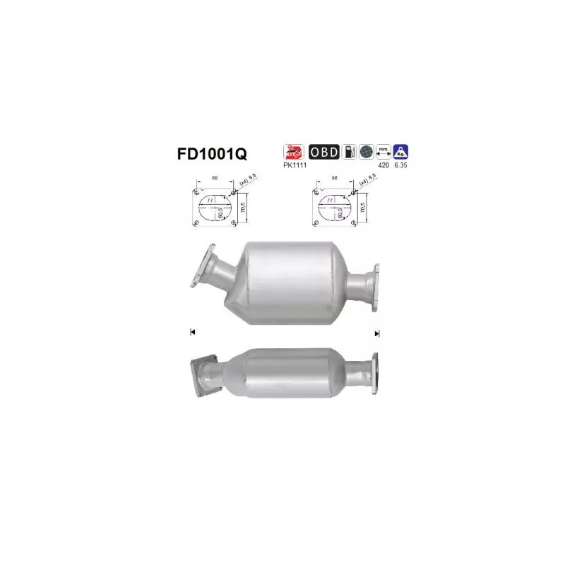 Filtre à particules / à suie, échappement AS FD1001Q