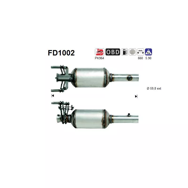 Filtre à particules / à suie, échappement AS FD1002