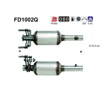 Filtre à particules / à suie, échappement AS FD1002Q
