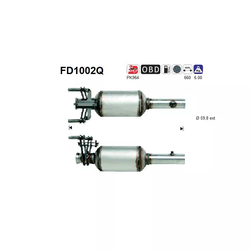 Filtre à particules / à suie, échappement AS FD1002Q