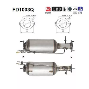 Filtre à particules / à suie, échappement AS FD1003Q
