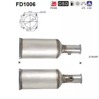 Filtre à particules / à suie, échappement AS FD1006