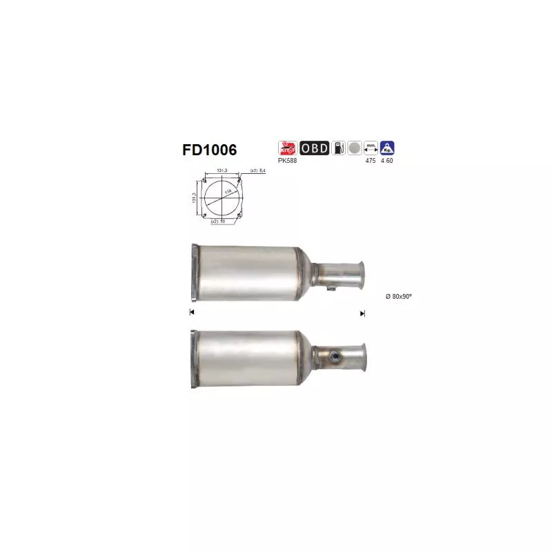 Filtre à particules / à suie, échappement AS FD1006