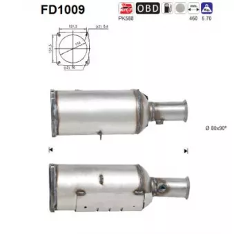 Filtre à particules / à suie, échappement AS FD1009