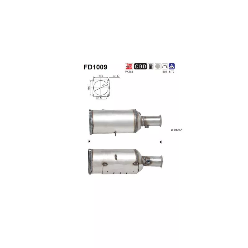 Filtre à particules / à suie, échappement AS FD1009