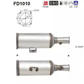 Filtre à particules / à suie, échappement AS FD1010