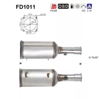 Filtre à particules / à suie, échappement AS FD1011