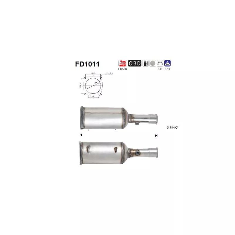 Filtre à particules / à suie, échappement AS FD1011