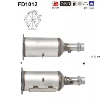 Filtre à particules / à suie, échappement AS FD1012