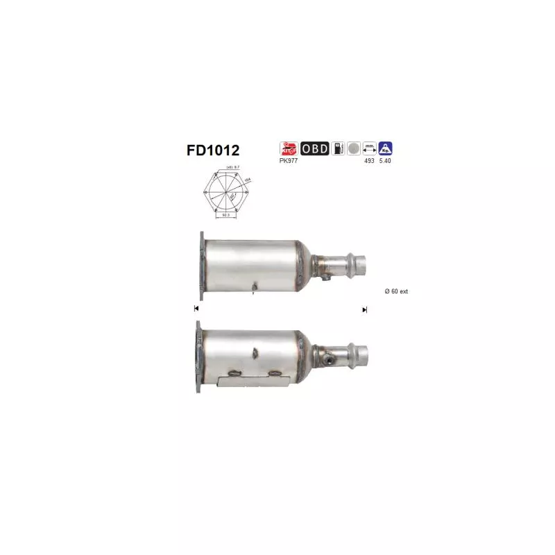 Filtre à particules / à suie, échappement AS FD1012