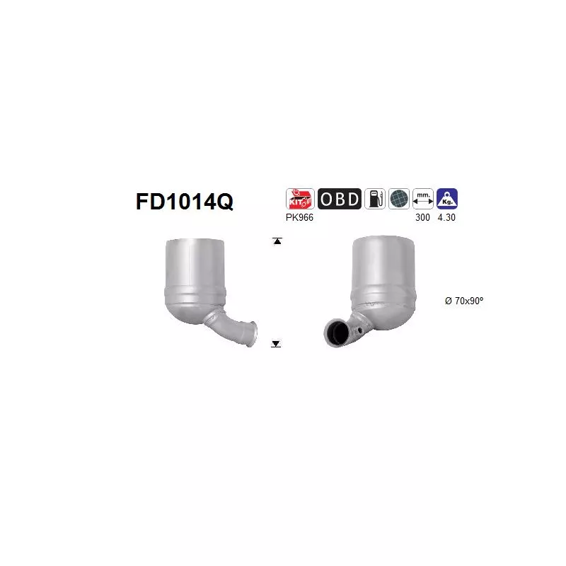 Filtre à particules / à suie, échappement AS FD1014Q