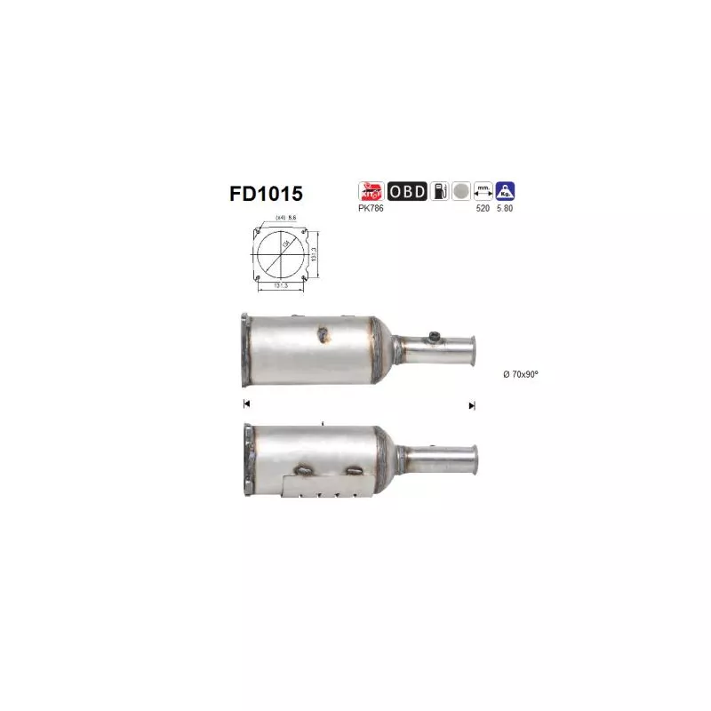 Filtre à particules / à suie, échappement AS FD1015