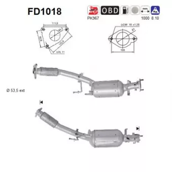 Filtre à particules / à suie, échappement AS FD1018