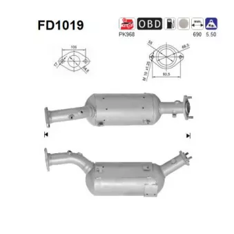 Filtre à particules / à suie, échappement AS