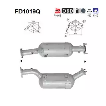 Filtre à particules / à suie, échappement AS FD1019Q