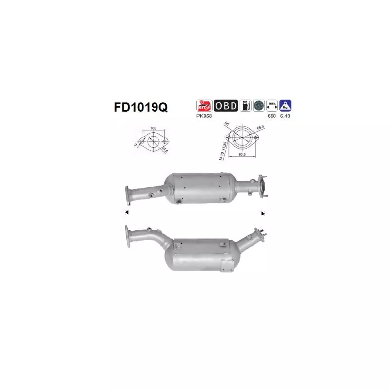 Filtre à particules / à suie, échappement AS FD1019Q