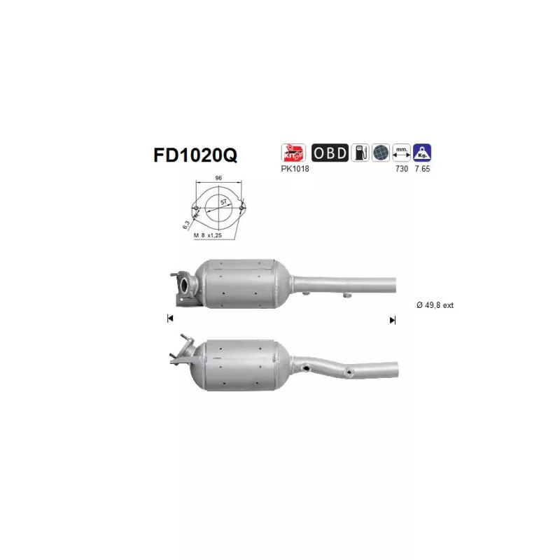 Filtre à particules / à suie, échappement AS FD1020Q