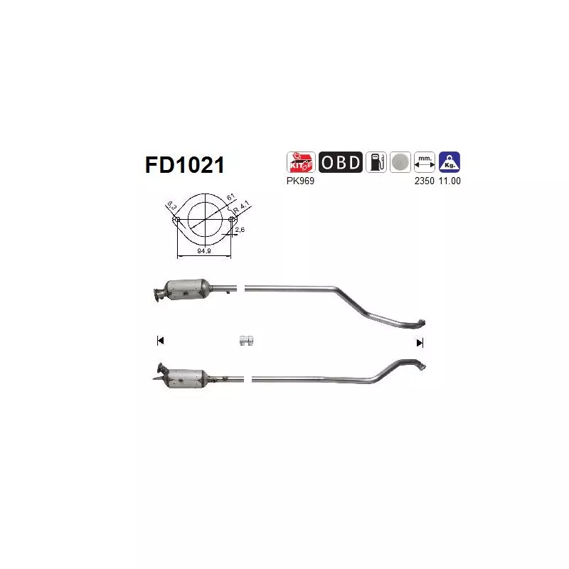 Filtre à particules / à suie, échappement AS FD1021