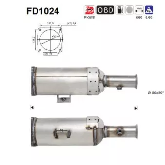 Filtre à particules / à suie, échappement AS FD1024