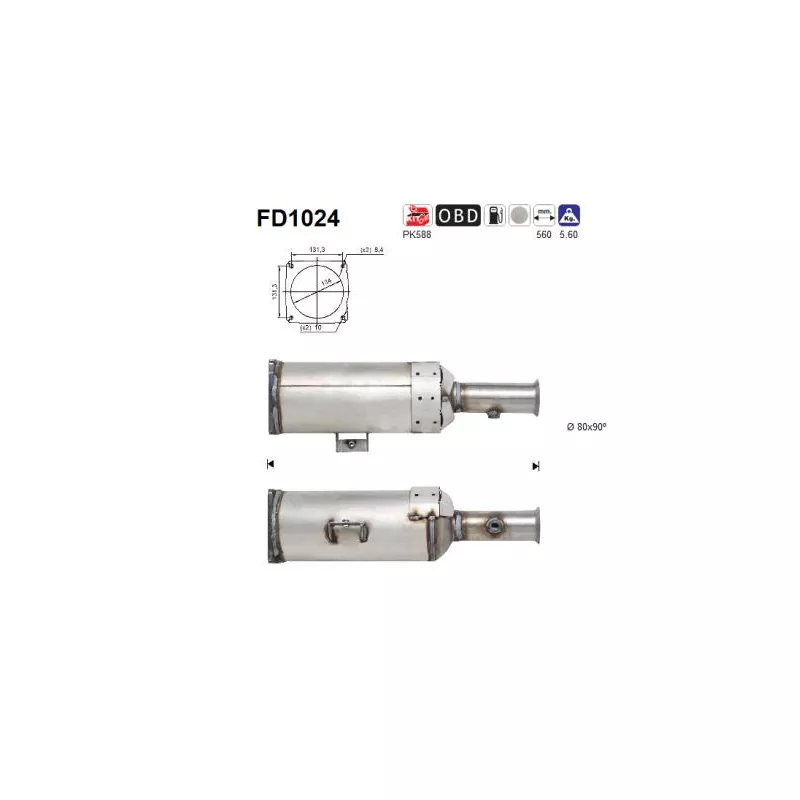 Filtre à particules / à suie, échappement AS FD1024