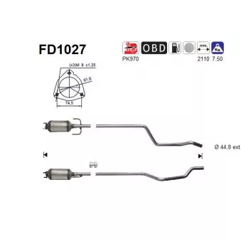 Filtre à particules / à suie, échappement AS FD1027