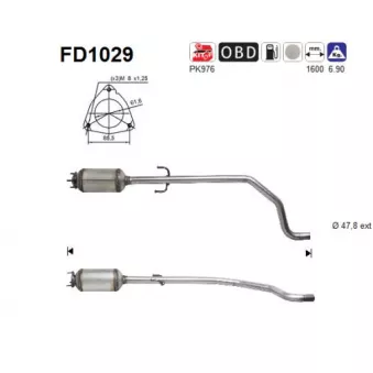 Filtre à particules / à suie, échappement AS FD1029