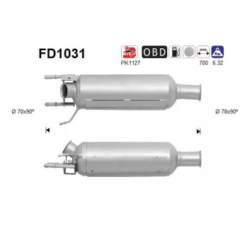 Filtre à particules / à suie, échappement AS FD1031