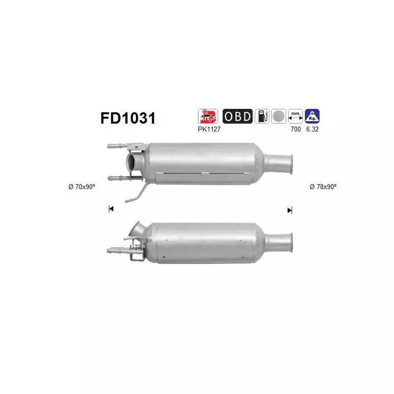 Filtre à particules / à suie, échappement AS FD1031