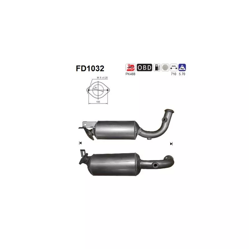 Filtre à particules / à suie, échappement AS FD1032