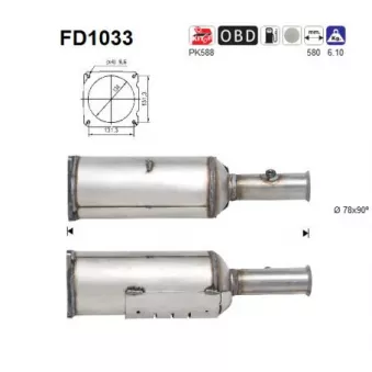 Filtre à particules / à suie, échappement AS FD1033