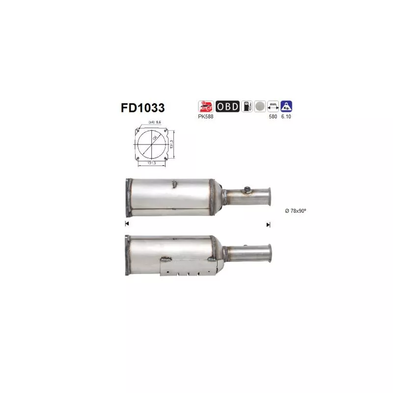 Filtre à particules / à suie, échappement AS FD1033