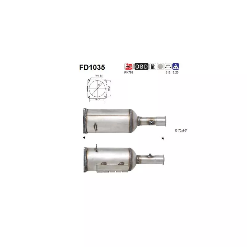 Filtre à particules / à suie, échappement AS FD1035