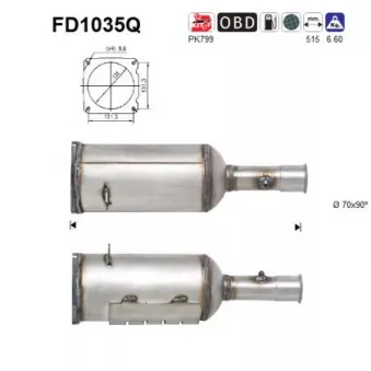 Filtre à particules / à suie, échappement AS FD1035Q