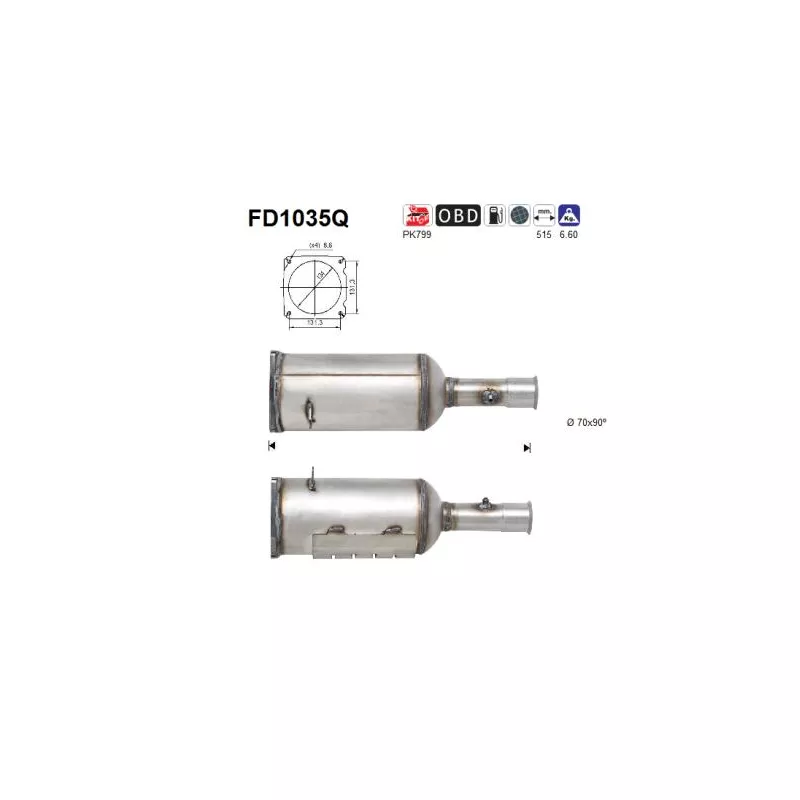 Filtre à particules / à suie, échappement AS FD1035Q