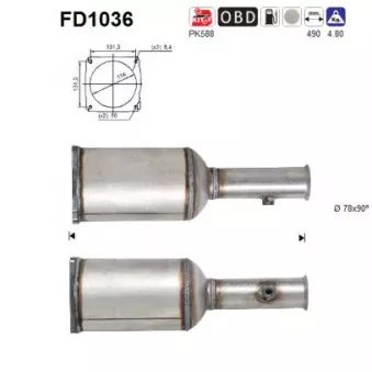 Filtre à particules / à suie, échappement AS FD1036